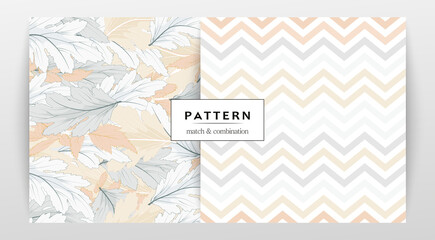 Elegant floral seamless pattern set.
