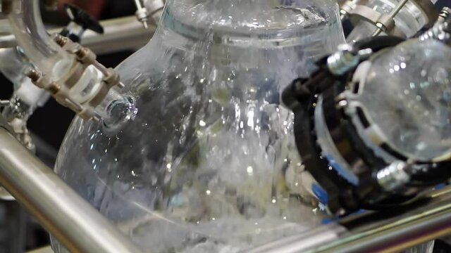 Fragment of a glass chemical reactor.