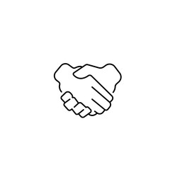 Handshake gesture linear icon. Thin line illustration. Shaking hands emoji. Friends meeting. Agreement, deal, contract. Trust contour symbol. Vector isolated outline drawing. Editable stroke