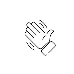 Hand wave, waving hi or hello gesture line art vector icon for apps and websites emoji