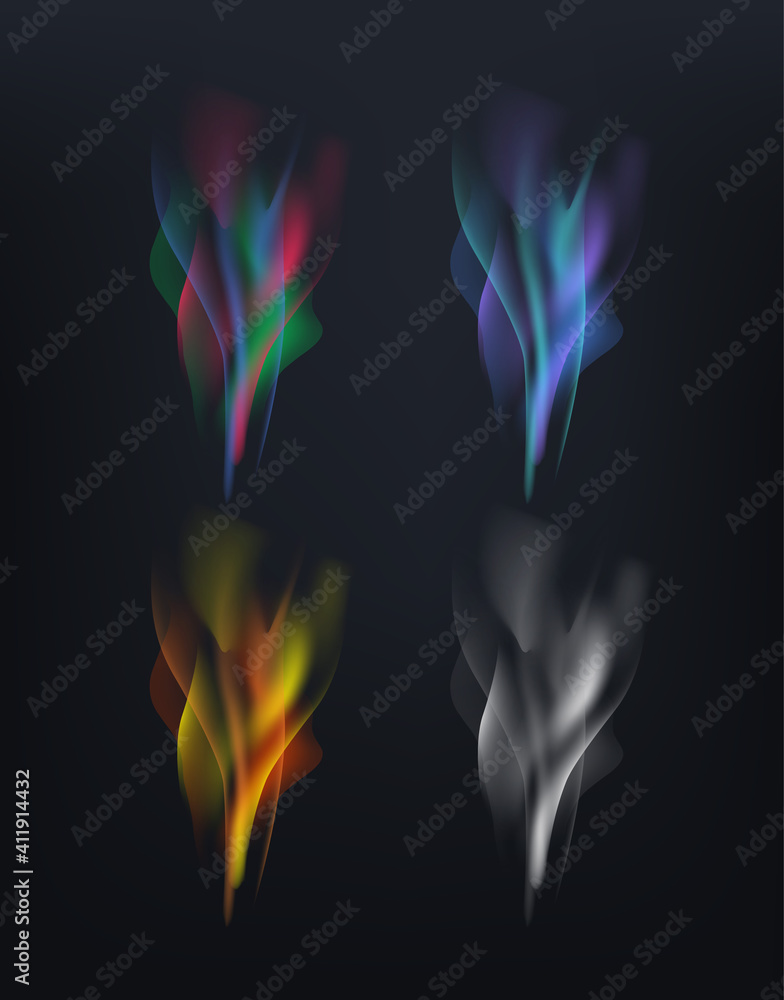 Poster color smoke effect vector set. template for design