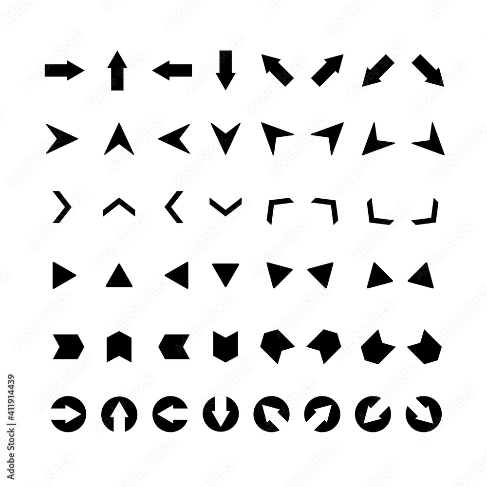 Aufkleber vector arrows set. clipart for web design, mobile apps, interface and so on