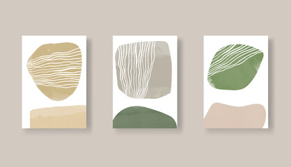Modern color abstract art background set. Minimalist shape template collection.