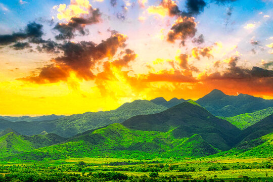 Dramatic sky over the Escambray mountain range, Trinidad, Cuba