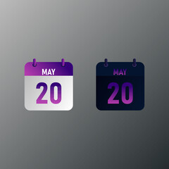 May daily calendar icon in flat design style. Vector illustration in light and dark design. 