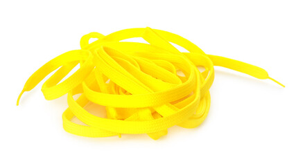 Yellow shoe laces isolated on white. Stylish accessory