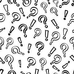 Question and exclamation mark seamless outline pattern grunge background