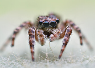 Close-up of Evarcha falcata jumping spider 