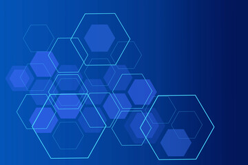 Abstract technology background with simple blue hexagonal elements 