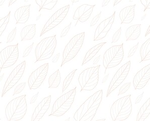 Sameless vector pattern leafs skeleton neutral. Tender simple background natural design. Perfect print for children, baby, fabrics, invitations, printing. Pink, pastel colours
