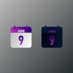 June daily calendar icon in flat design style. Vector illustration in light and dark design. 