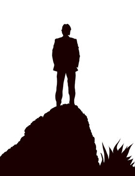 Silhouette Of a Man Felling Alone .