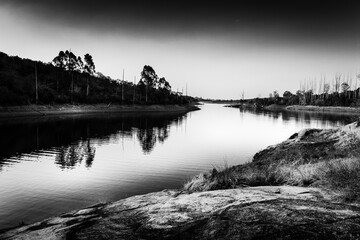 Da gama dam at dusk. Da gama dam is situated near the town of White river, South Africa.
