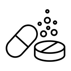 Pills flat icon. Pictogram for web. Line stroke. Isolated on white background. Vector eps10. Preparats for health