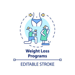 Weight loss programs concept icon. Online workout program idea thin line illustration. Physical activity. Burning calories, belly fat. Vector isolated outline RGB color drawing. Editable stroke