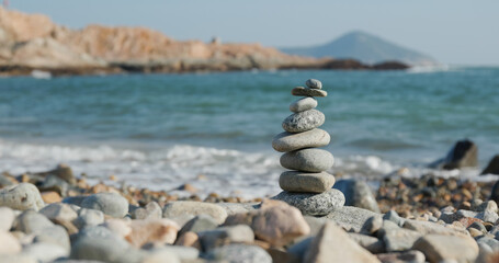 Sea Stone balance on the beach