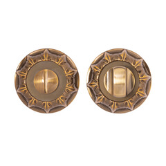 Two decorative covers with a twist mechanism in coffee-colored gloss on a white background