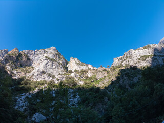 The Picos de Europa (Peaks of Europe) a mountain range part of the Cantabrian Mountains in northern Spain.