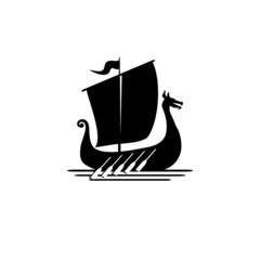 Viking transport ship logo. 
Vector Illustration. Branding Identity Corporate logo 
design template Isolated on a white background