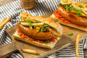 Homemade Merguez Frites Sausage Sandwich