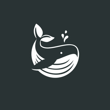 vector illustration of whale on circle, logo and template.