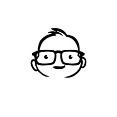 Obraz premium kid with hair and glasses for Geek Logo, Vector Logo template 