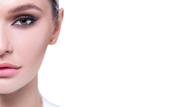 Close-up portrait of a girl. The concept of the beauty industry, cosmetology.