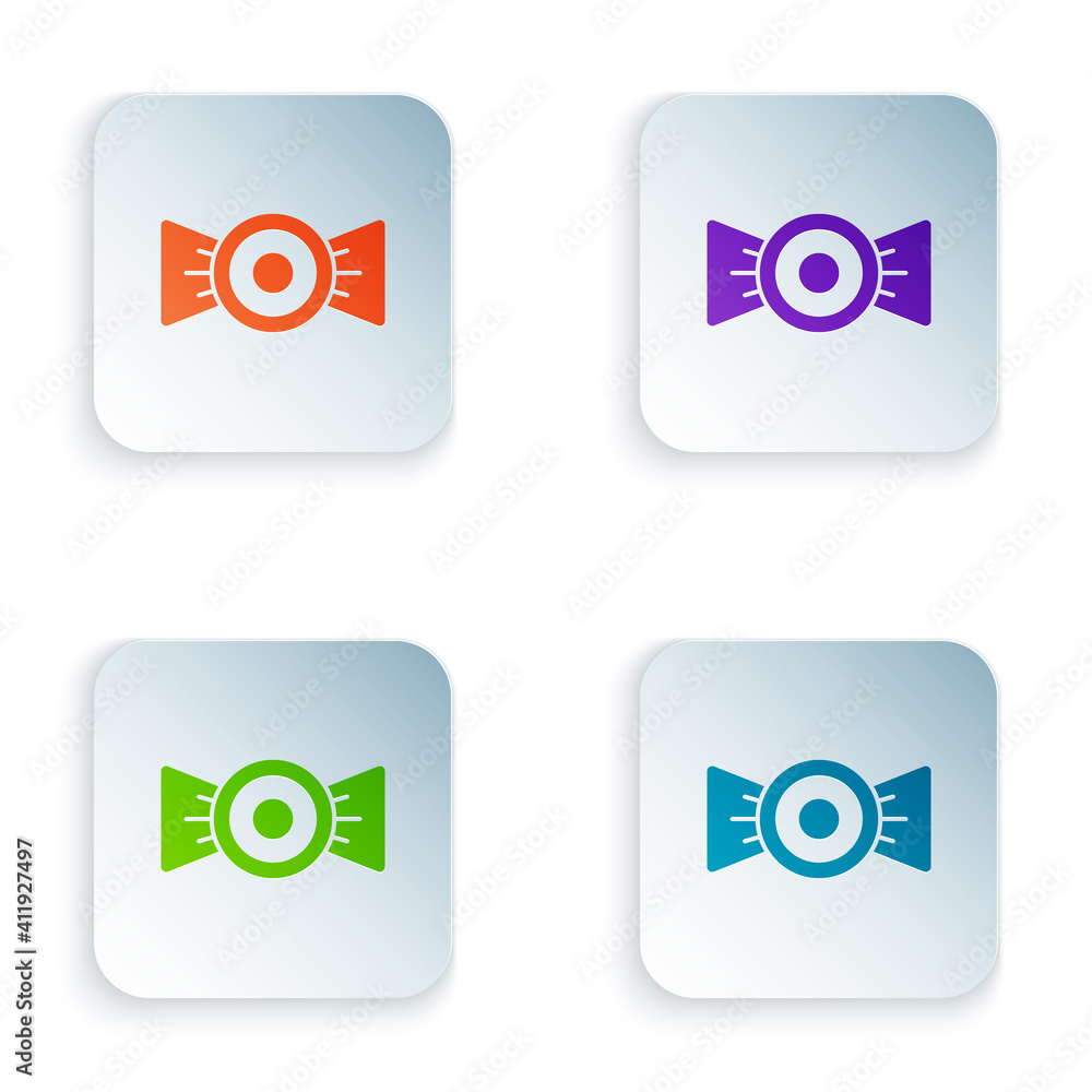 Poster color candy icon isolated on white background. set colorful icons in square buttons. vector.