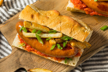 Homemade Merguez Frites Sausage Sandwich