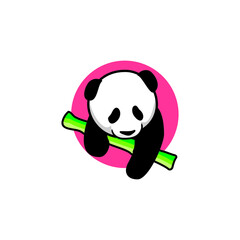 Cute Panda bear Logo design vector template. 
Funny Lazy Logo Panda animal Logotype concept icon.