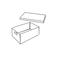 box with lid one line vector illustration