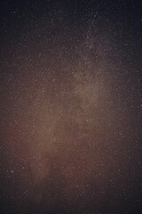 winter night sky with milky way galaxy shining trough stars and planets in the forest