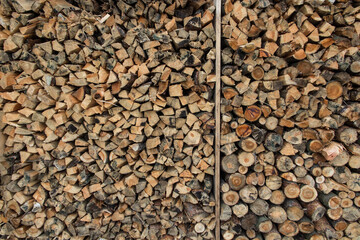 wood that has been cut and chipped, piled on a heap