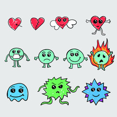 Obraz premium Vector hand drawn monsters