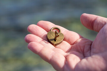 Heart shaped padlock. Valentines day love concept.