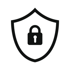 Shield security with lock symbol. Protection, safety, password security  icon. Firewall access privacy sign. Lock security icon for website and apps.