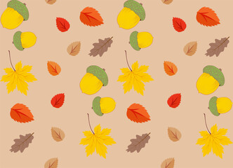 Obraz premium Seamless pattern with autumn leaves Perfect for wallpaper, gift paper, pattern fills, web page background, autumn greeting cards.