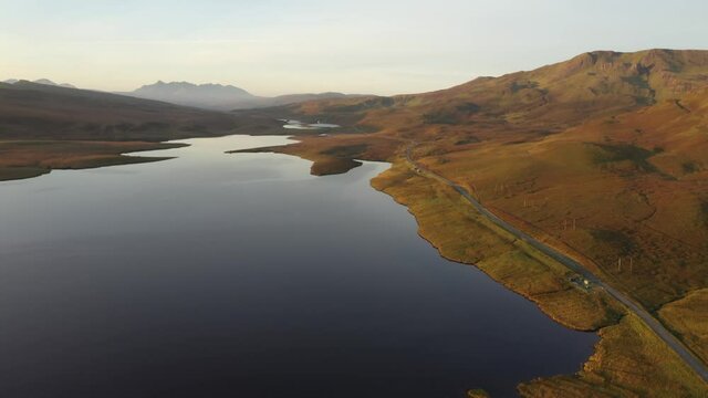 Isle of Skye Scotland drone flight over lakes