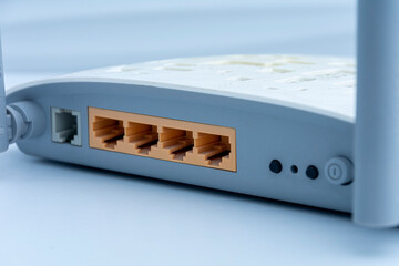 Wireless routers close-up. Concept of communication and internet, communication, technologies in...