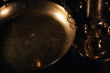 Close up of a jewellery scale plate