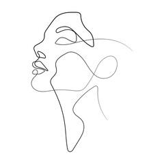 Vector Illustration of Beautiful Female Face Line Art Drawing. Good for Cover, Poster, T-Shirt, Graphic Design Print, and others.