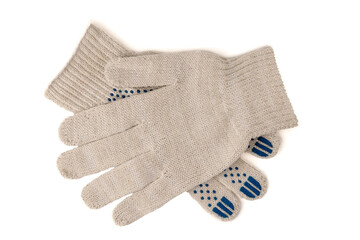 Cotton working gloves for gardening isolated on white background