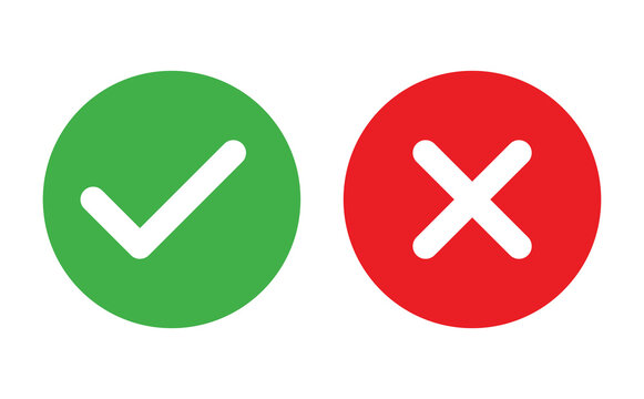 Check and Cancel Button. Yes and No symbol. Accepted and Rejected, Approved and Disapproved Web Button