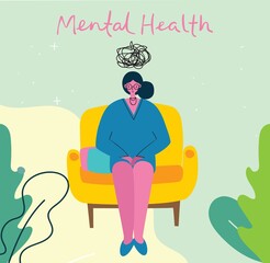 Mental health illustration concept. Psychology visual interpretation of mental health.