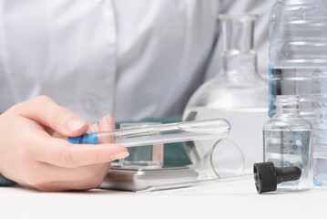 Fototapeta premium Scientist is analysing and testing a water concept.
