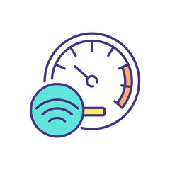 Autonomous speed control RGB color icon. Self-driving car. Moving safely without human input. Digital technology. Autonomous driving system. Congested traffic situations. Isolated vector illustration