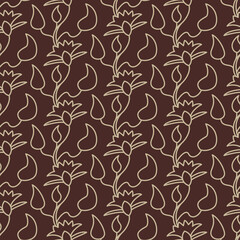 Obraz premium Linear vector vegetable seamless pattern