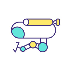 Seabed real-time sensing system RGB color icon. Underwater drones. Water quality and ecology monitoring. Undersea sensors and cameras. Marine debris detection. Isolated vector illustration