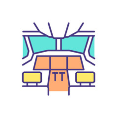 Airplane autopilot RGB color icon. Aircraft automatic management. Following flight plan. Without requiring constant manual control. Stabilization airplane speed, height. Isolated vector illustration