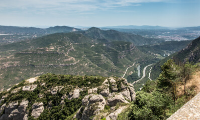 Fototapeta na wymiar View of the surroundings from the Montserrat Monastery in Spain,